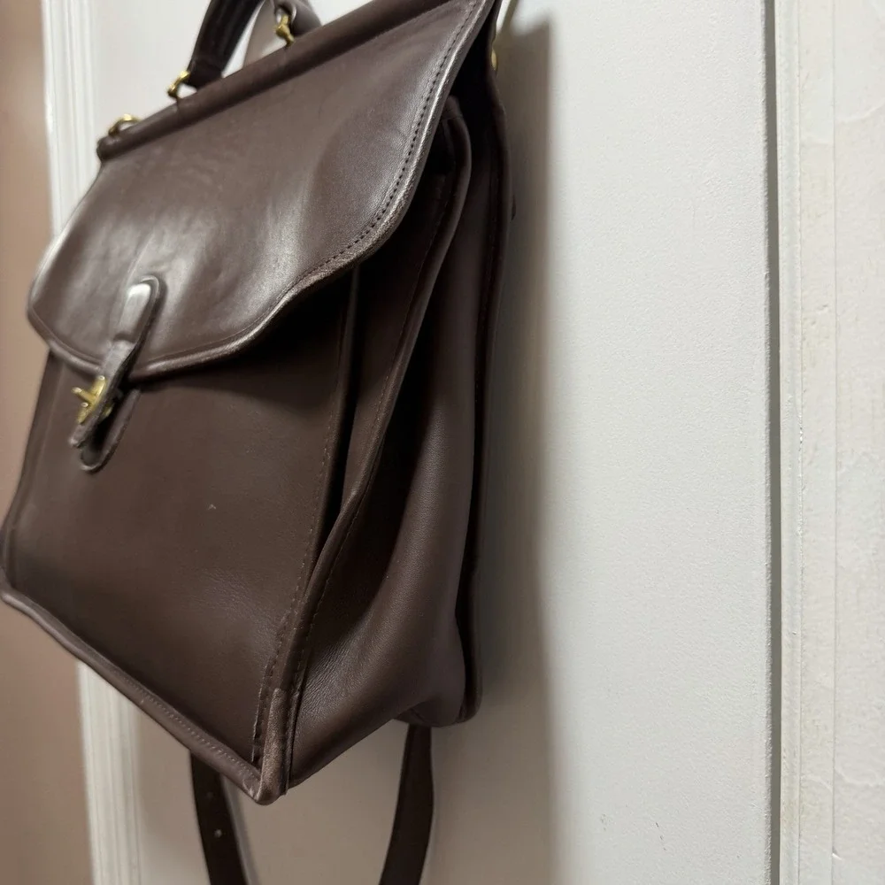 Vintage Coach Beekman Briefcase Shoulder Bag 5266 USA Dark Brown Leather